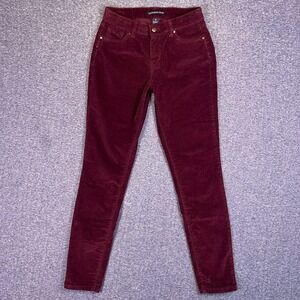 Miss Poured in Blue Corduroy Pants Juniors 9 Burgundy Skinny Cozy Stretch 28x29